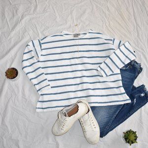 Asos Women's Striped Blue/White Sweatshirt